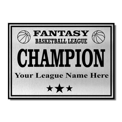 TrophySmack Square Base Basketball / Fantasy Basketball League Plate - Silver